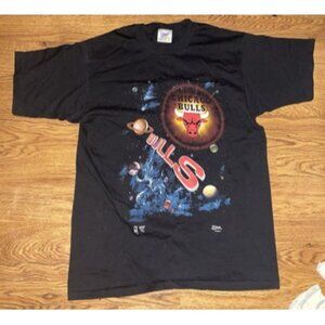 Rare Vtg 90s Official Fan Sportswear Chicago Bulls Solar System Mens Shirt Large